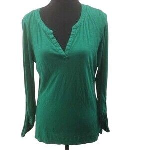 Chip & Pepper California Green Split V Neck Long Sleeve T Shirt sz M